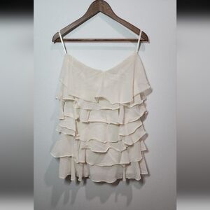 Fashion Nova Cream Strapless Ruffle Dress
